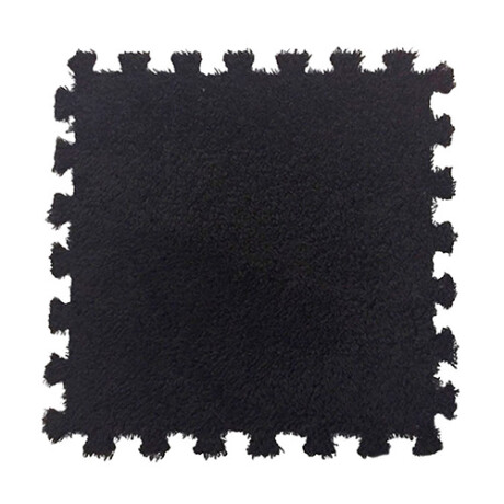 Alfombra Puzzle Goma Eva Peluda Infantil Shaggy 30 cm X10 UNIDADES NEGRO