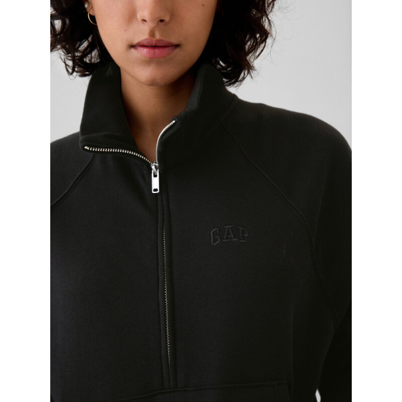 JPN FT GAP LOGO QUARTER ZIP TRUE BLACK V2