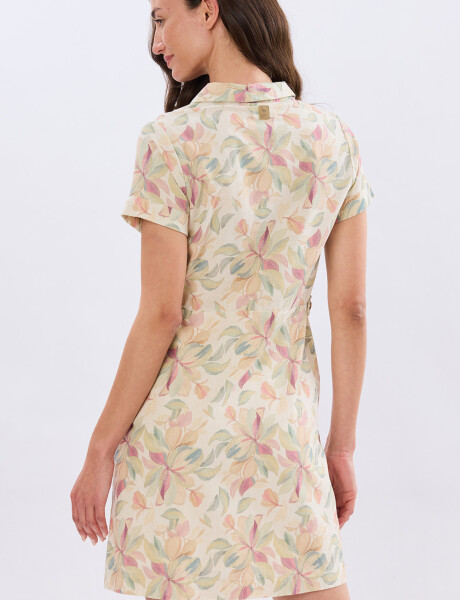VESTIDO DE LINO ESTAMPADO Coral