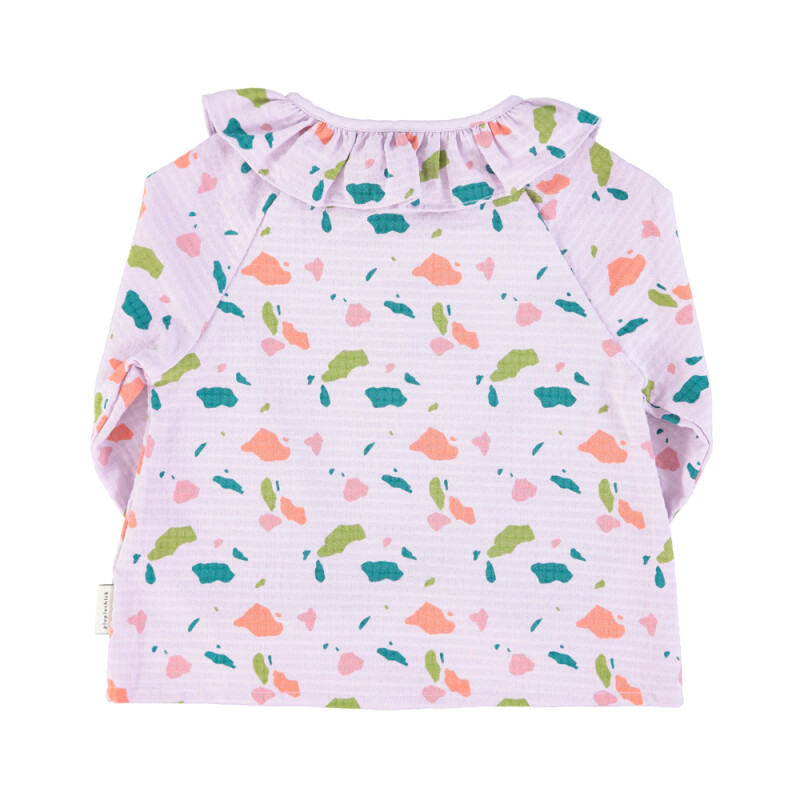 Blusa con cuello volado Lila con figuras PiuPiuchick 6 meses Blusa Con Cuello Volado Lila Con Figuras Piupiuchick 6 Meses