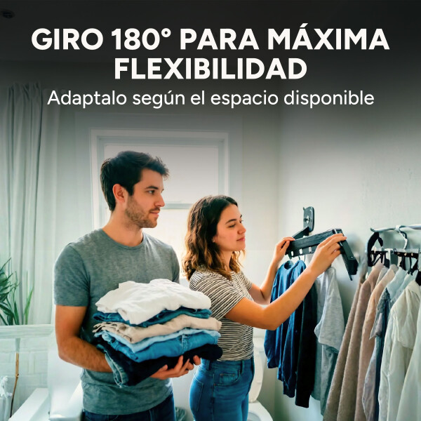 Tendedero Ropa Plegable Extensible 96 Cm 180° Ventosa Balcón Color Negro