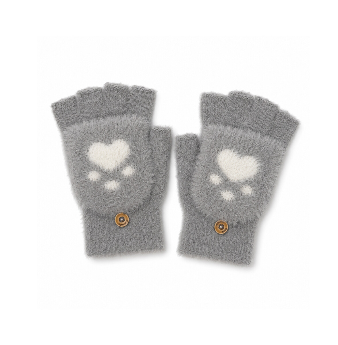 Mitones guantes peluche peludito Huella - Gris Claro 