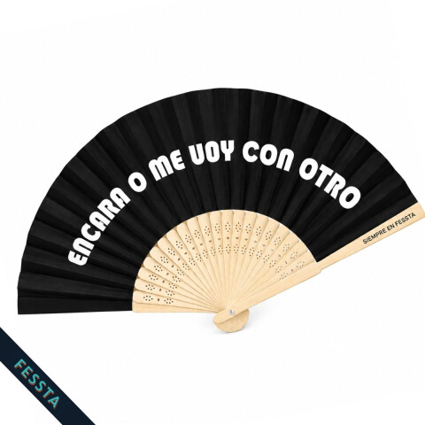 Abanico "Encara o me voy con otro" Negro