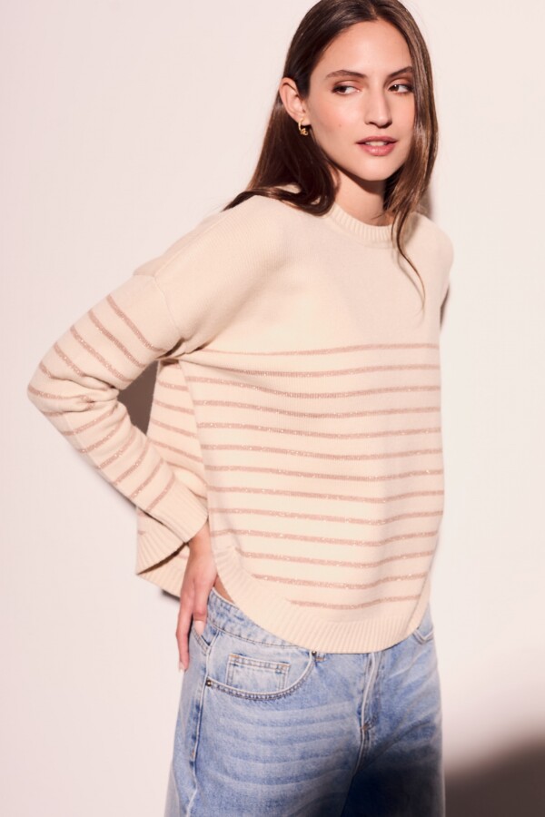 Sweater Rayado Rosa Viejo