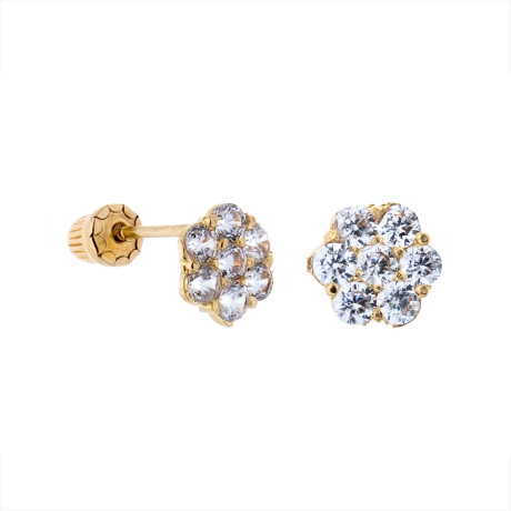 Caravanas de oro 9 ktes y circonias Flor Caravanas de oro 9 ktes y circonias Flor