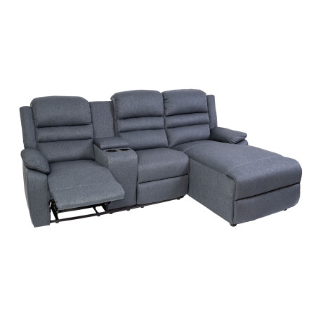 SOFÁ RECLINABLE C/CHAISE MÁS DE 4 CUERPOS TELA GRIS BATOVI