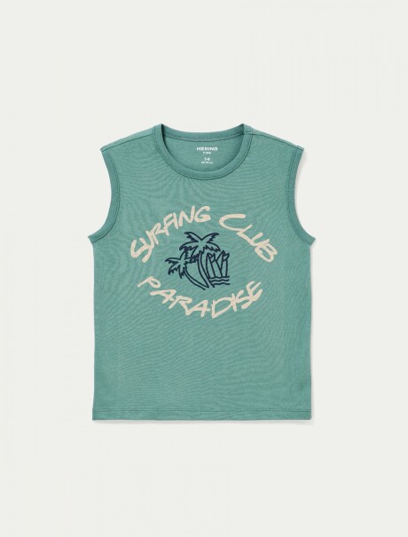 CAMISETA SIN MANGAS DE TEJIDO DE PUNTO CON ESTAMPADO VERDE
