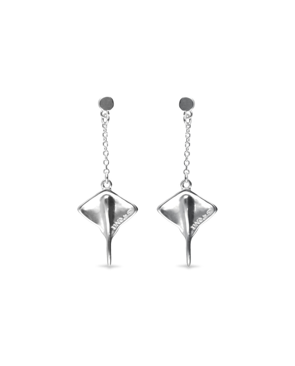 PENDIENTES LARGOS DE ALEACIÓN DE METALES BAÑADOS EN PLATA DE LEY CON FORMA DE MANTARRAYA - Pendiente 
