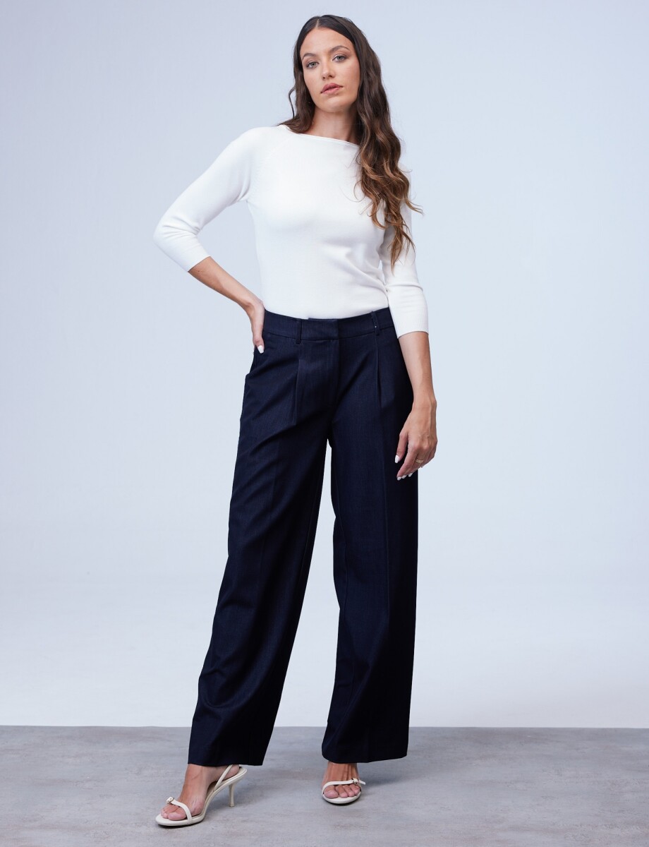 Pantalon Denim Wide Leg - Marino 