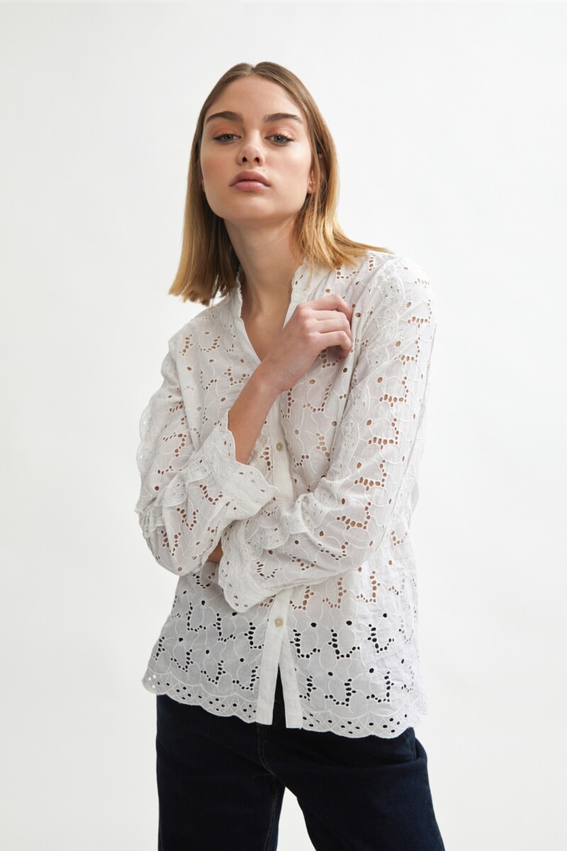 Camisa en broderie blanco