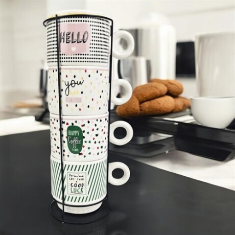 Set de tazas de cerámica tramas con soporte Sc