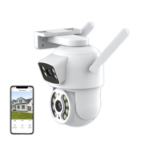 Cámara Seguridad Dual Domo Exteriores App Vision Nocturna Variante Color Blanco