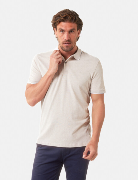 REMERA POLO JERSEY RAYADA Beige