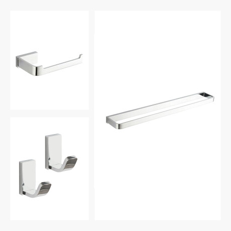 SET ACCESORIO BAÑO TOALLERO Y PERCHA LINEA BRILLO CROMO CROMO