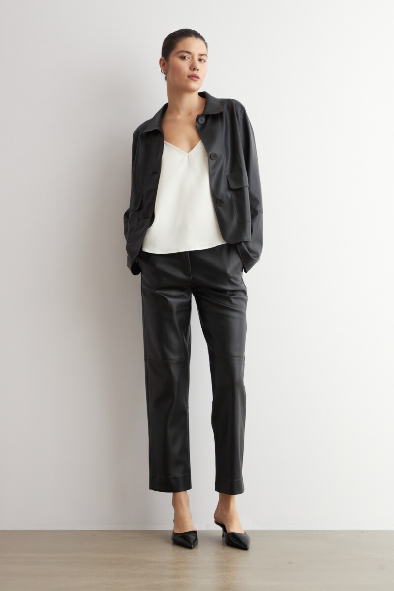 Chaqueta eco cuero negro