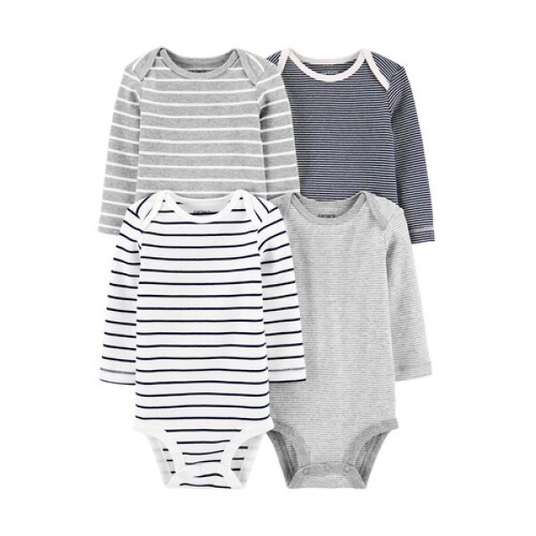 Set de Bodies Carters x4 Talle RN Gris striped