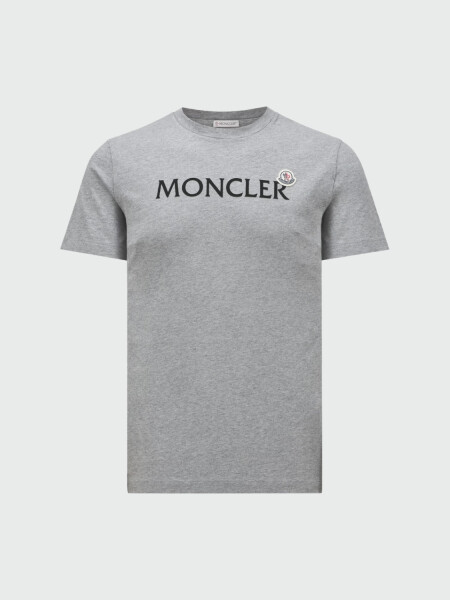 Moncler - Remera de algodón con logo Gris