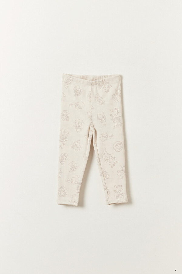Calza estampada Grogu Beige