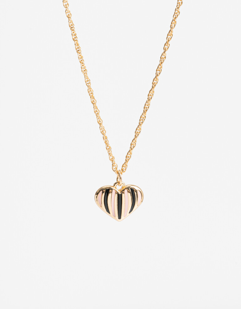 Cadena Corta con Dije Metal Collar Con Dije Corazón Bañado En Oro - Dorado