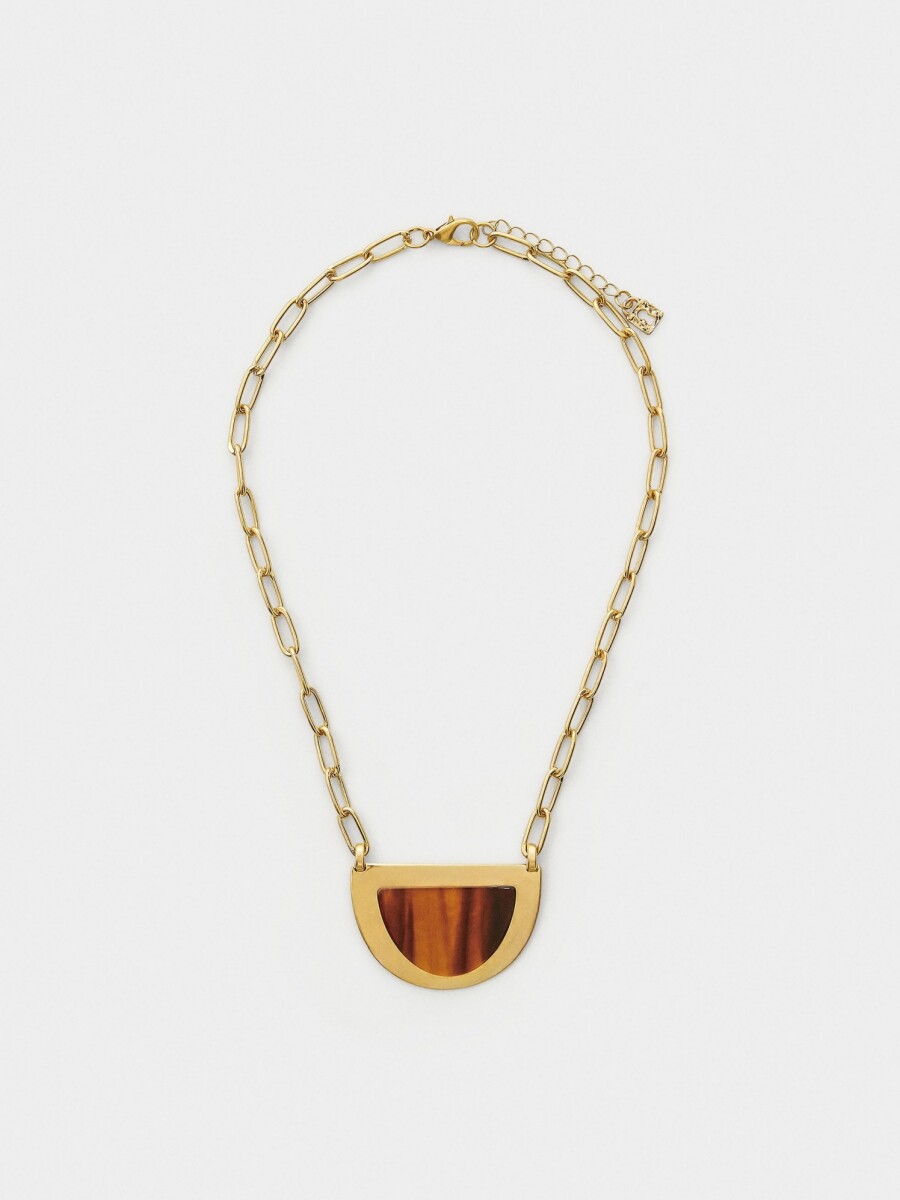 Collar Corto Con Colgante Efecto Piedra marron