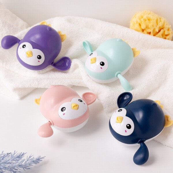 Pinguino Nadador Juguete A Cuerda Ducha Baño Niños Bebes Variante Color Azul