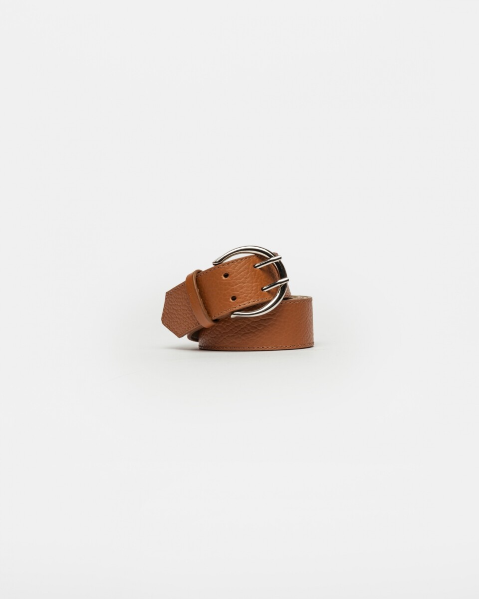 Cinturon Indie En Cuero Graneado - Marron 