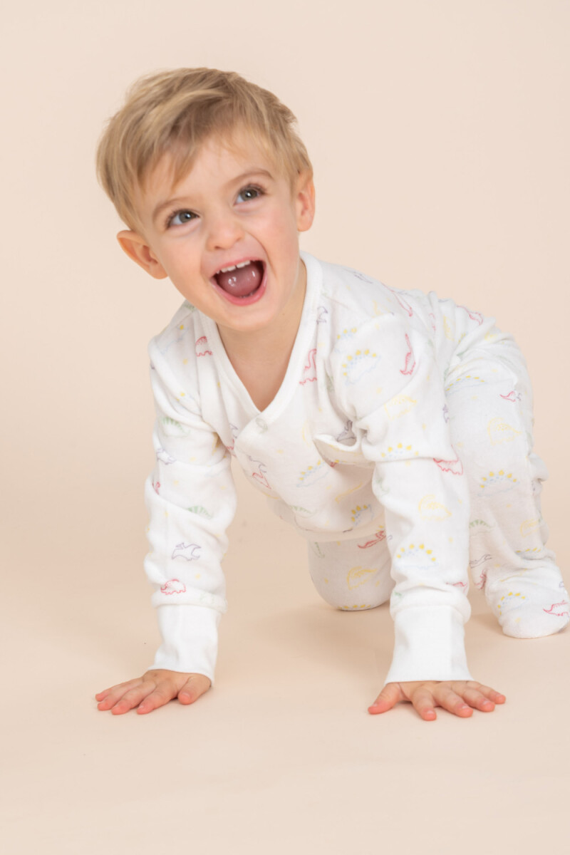 Pijama manga larga de plush Blanco