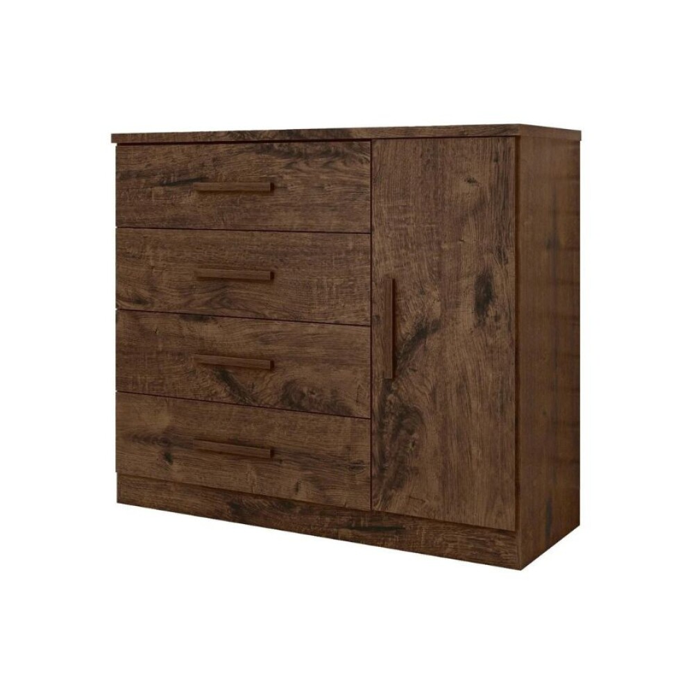 Cómoda Zapatera Genova Plus 1 Puerta 4 Cajones Oscuro