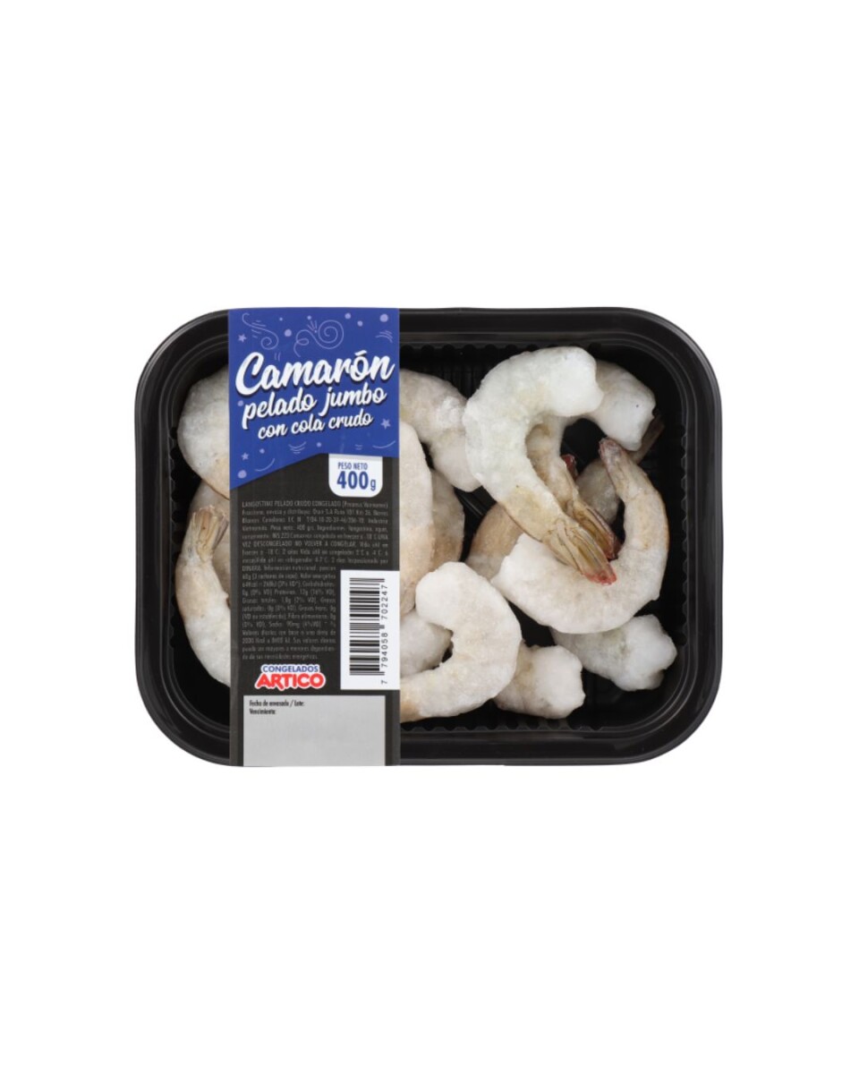 CAMARON PELADO JUMBO CON COLA 400GRS 
