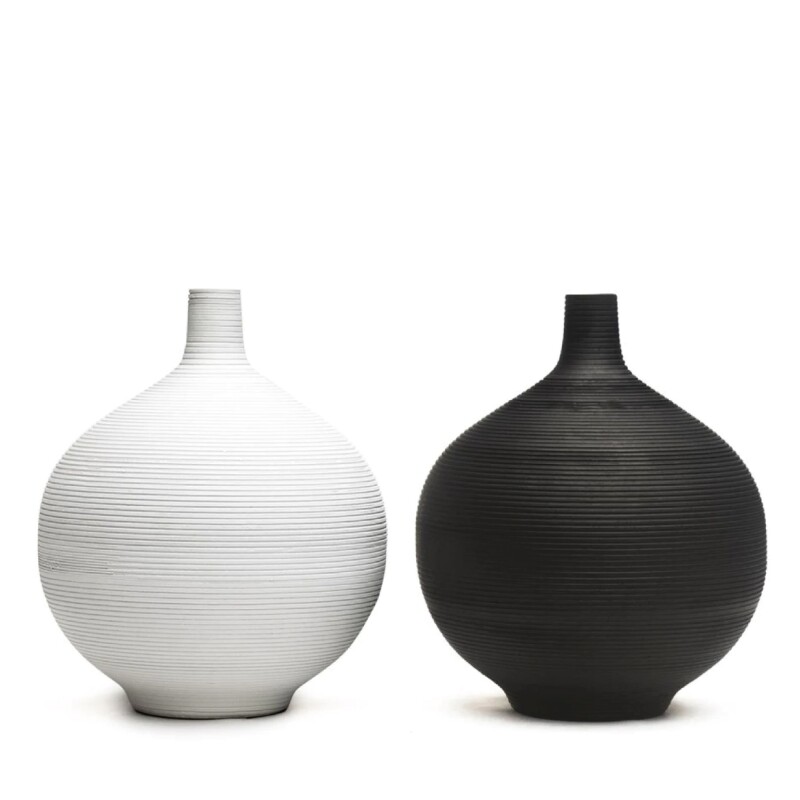 FLORERO CERAMICA D20x22CM BLANCO/NEGRO MATE FLORERO CERAMICA D20x22CM BLANCO/NEGRO MATE