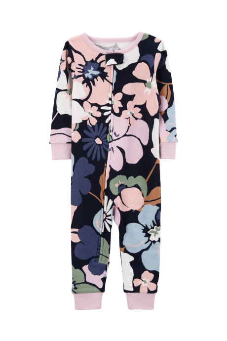 Pijama una pieza de algodón, diseño floral Sin color