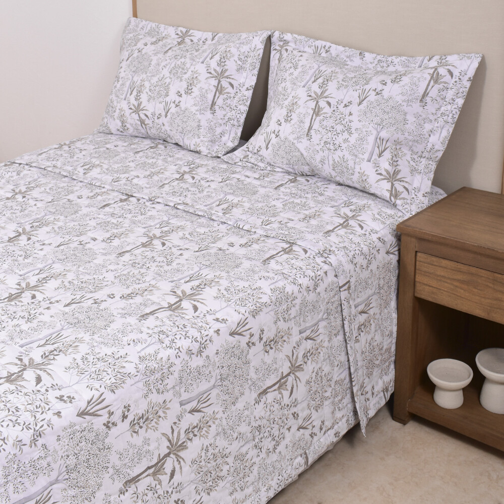 Cubrecama Ava 200 Hilos Arbolitos Beige 250x240