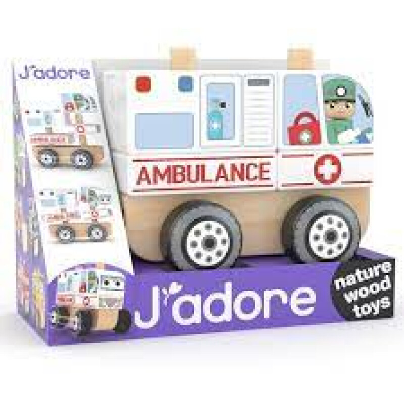 Vehiculo Ambulancia Jadore Infantil De Madera Arrastre Vehiculo Ambulancia Jadore Infantil De Madera Arrastre