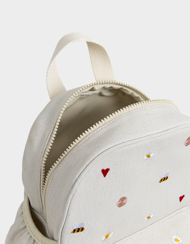 Mochilas y Carteras Infantiles Mochila Infantil Bordada - Blanco