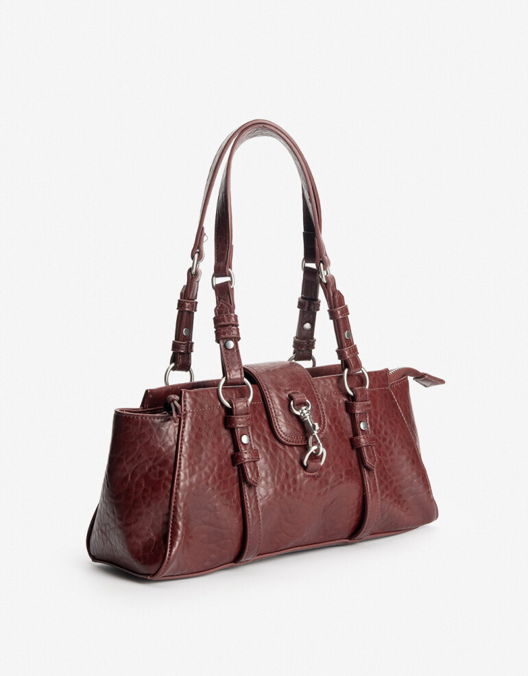 City Cartera Formato Baguette Multipocket - Rojo Burdeaux