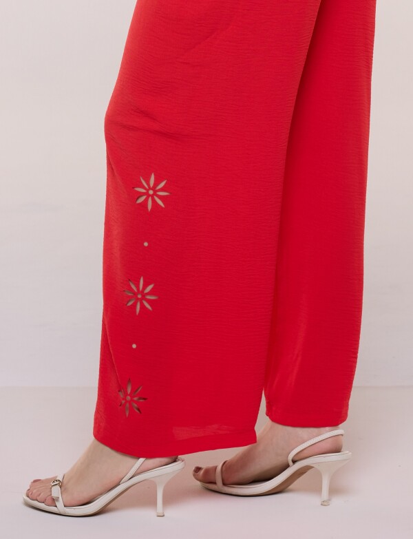 Pantalon Fluído Con Lateral Calado ROJO