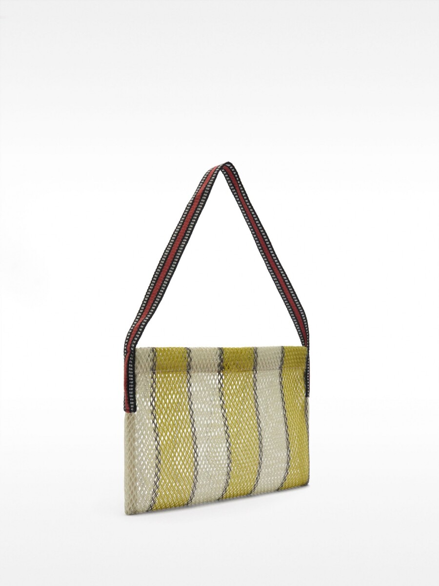 Bolso De Hombro De Rejilla Con Rayas verde
