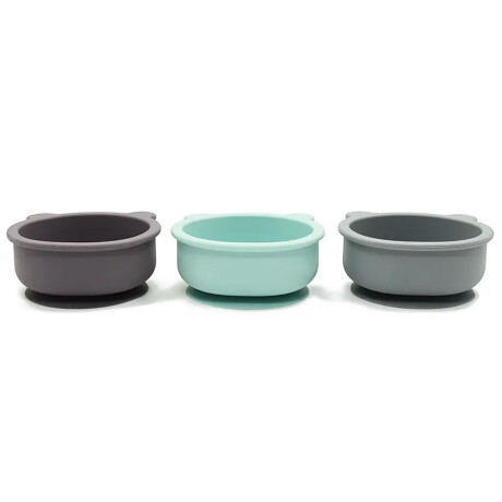 Bowl Tazón Irrompible Diseño Oso p/ Comida Bebé en Silicona Azul Grisáceo