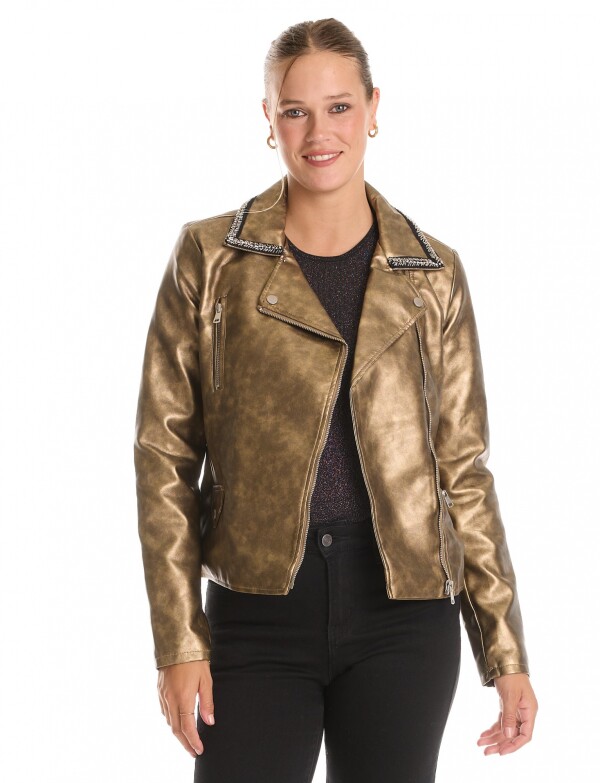 Chaqueta Biker Eco Cuero DORADO
