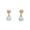 Caravanas Flor y Lagrima Aguamarina - Oro bajo - Aguamarina y Zirconias - CA8095 conpiedra