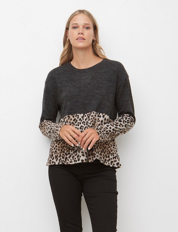 Buzo Soft Print NEGRO/BEIGE