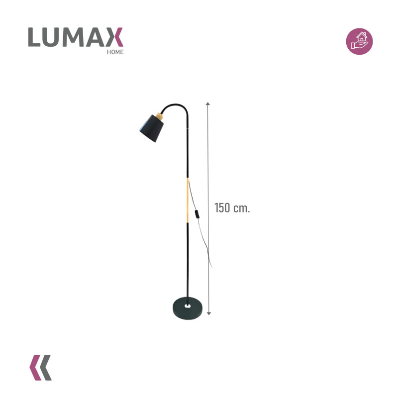 Lámpara De Pie Lumax Nórdica Flexible 1.5 M Negro