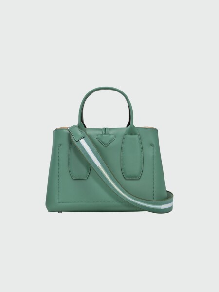 Longchamp -Cartera de cuero con gran capacidad, Roseau Aguamarina