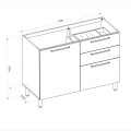 MODULO BAJO MESADA 1 PUERTA + 3 CAJONES MODELO ATENA SIN TAPA Modulo Bajo Mesada 1 Puerta + 3 Cajones Modelo Atena Sin Tapa
