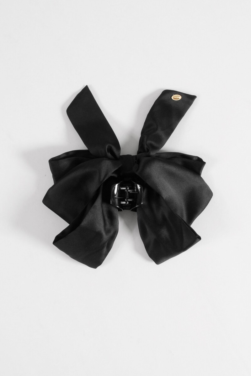 Broche clip moña tela negro