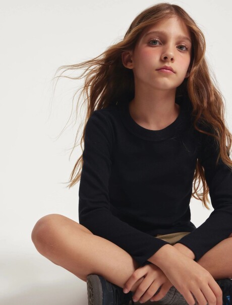 BLUSA INFANTIL MANGA LARGA NEGRO