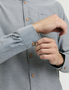 012487 CAMISA HARRINGTON LABEL Gris