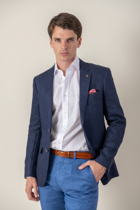 Saco de lino Slim Fit Azul