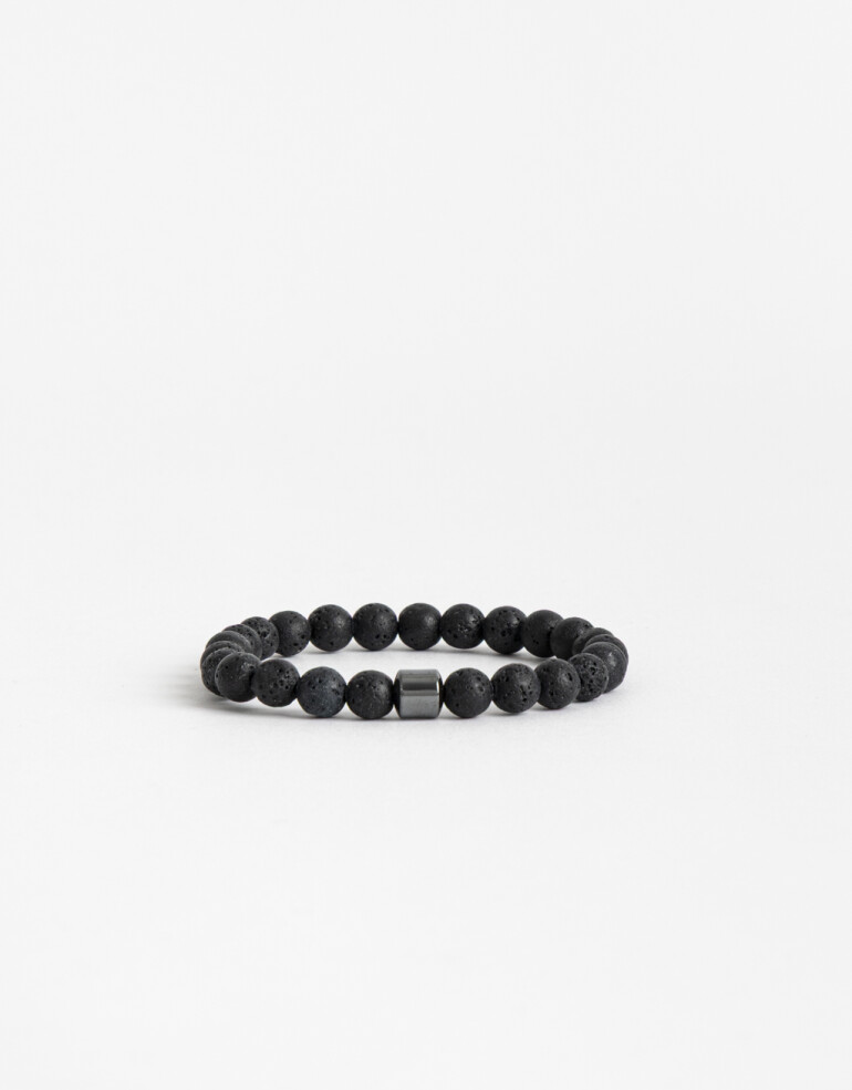 Pulseras Elásticas Piedras Pulsera De Piedras Men´s Collection - Negro