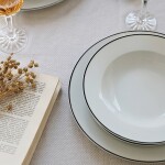 PLATO HONDO D23CM BLANCO C/BORDE NEGRO PORCELANA PLATO HONDO D23CM BLANCO C/BORDE NEGRO PORCELANA